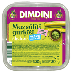 Lightly salted cucumber slices in wasabi marinade, 500 g