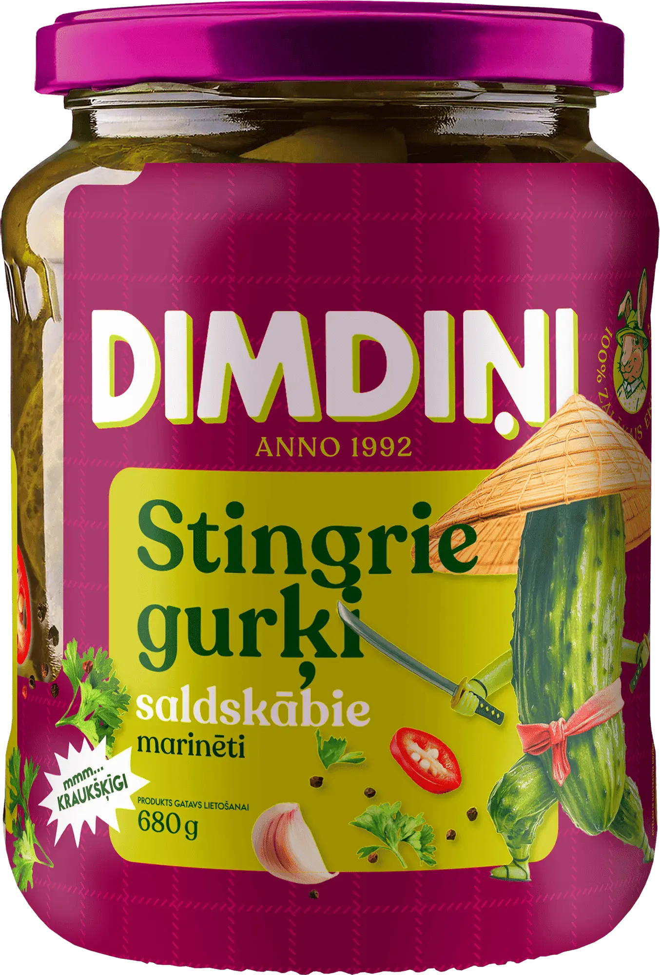 Marinēti gurķi saldskābajā marinādē, 680g