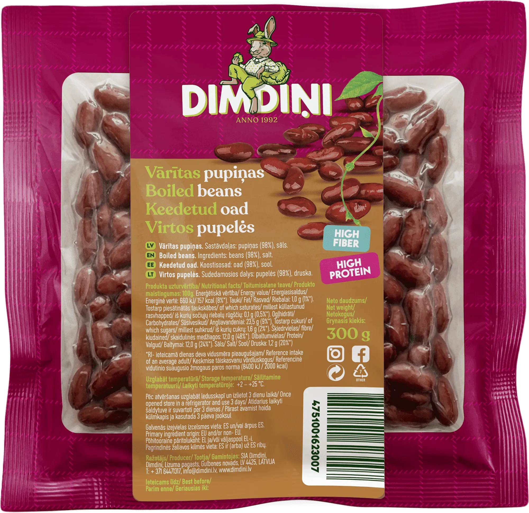 Boiled beans, 300g