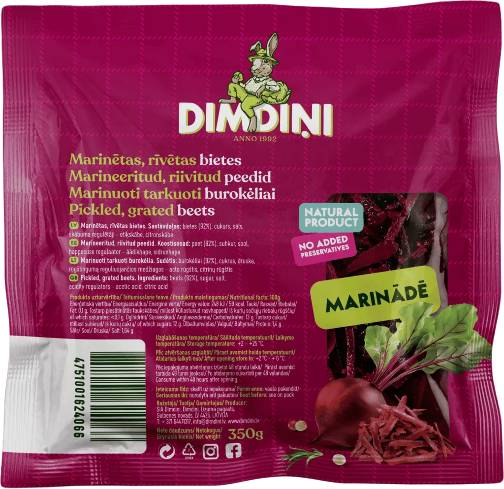 Bietes rīvētas, marinētas, 350g