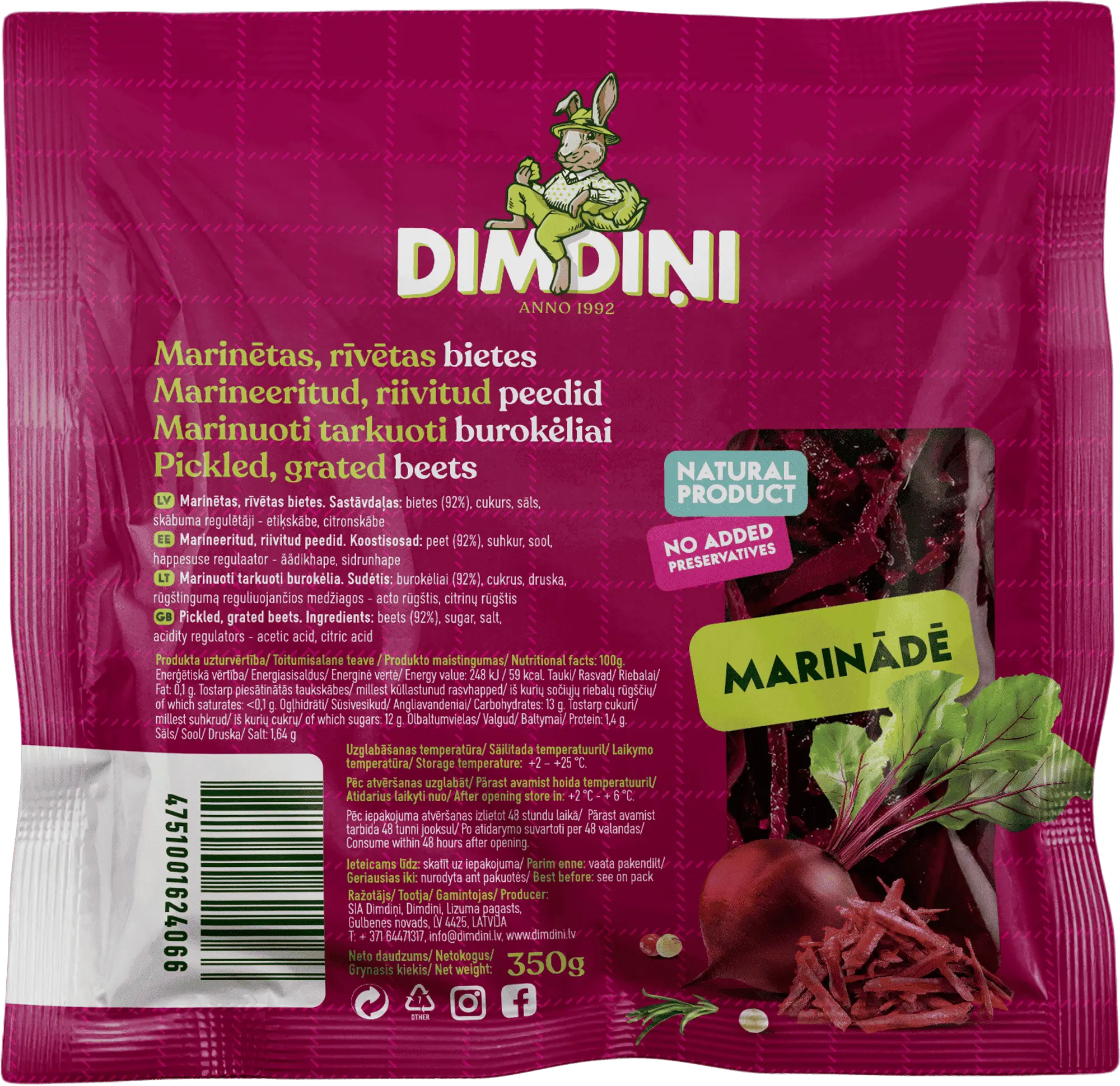 Grated pickled beets, 350g
